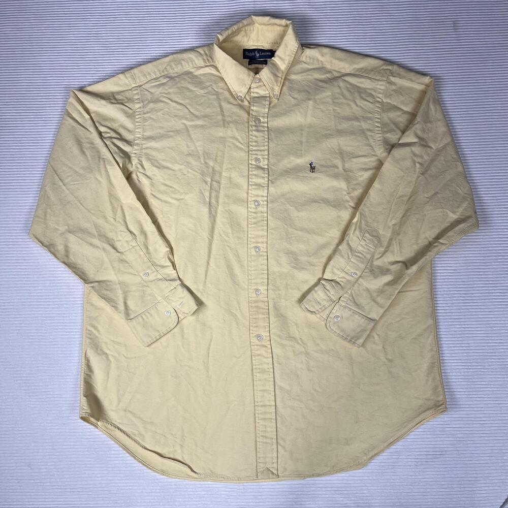 Ralph Lauren Shirt Mens 2XL Yellow Oxford Solid Long Sleeve Button Up Yarmouth